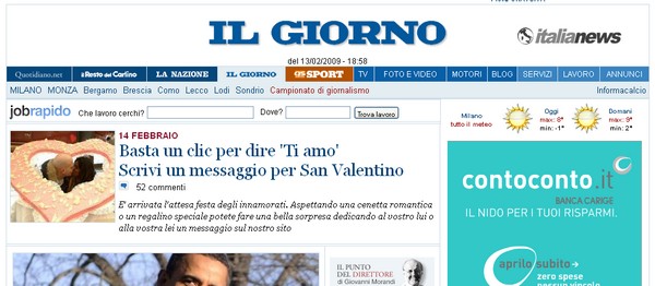 Quotidiani on line: Il Giorno - Milano
