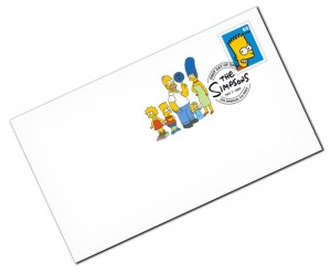 Cartolina + francobollo dei Simpson