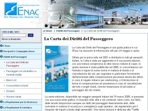 I diritti dei passeggeri sul sito dell'ENAC