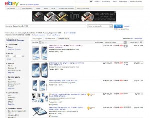 Galaxy Note 2 in vendita su Ebay